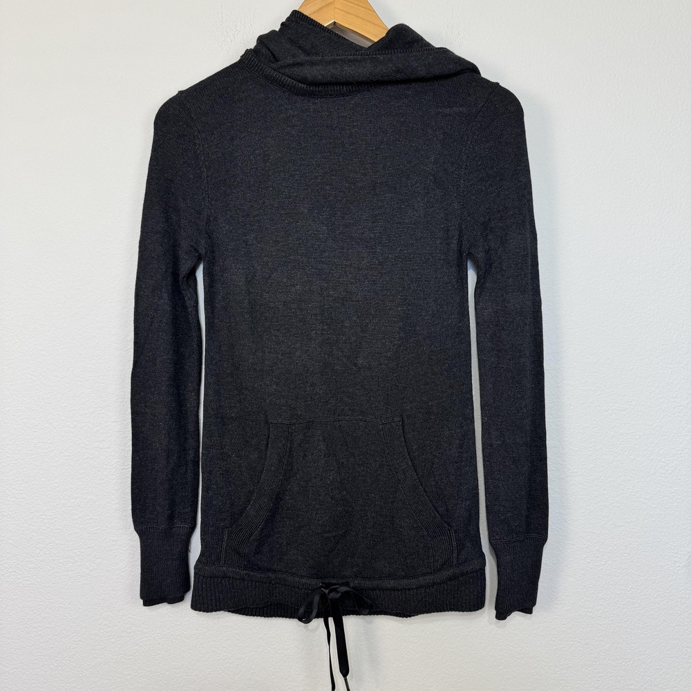 Lululemon Sweater Women's XS Gray Knit Hoodie Kangaroo Pocket Drawstring Hem